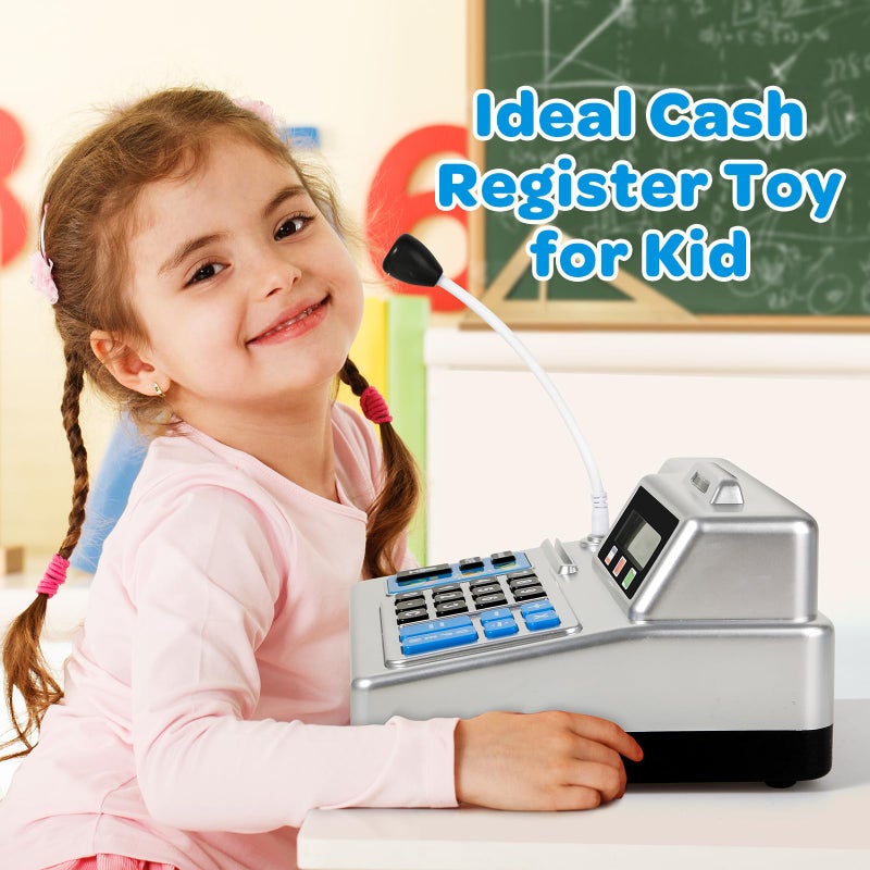 BAODLON Calculator Cash Register - 103 Pcs Toy Cash Register, Store Set with Microphone, Credit Card and Banking for Kids, Toddler Math Learning Toys, Preschool Gifts for 3, 4, 5, 6, 7, 8+ Years Old Boy Girl - Image 4