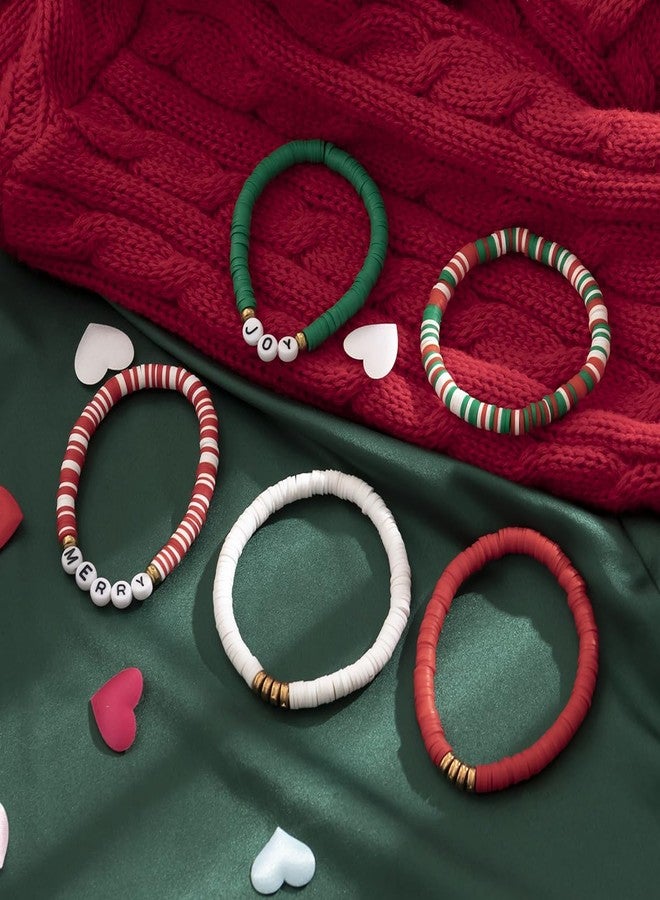 مجموعة أساور خرز طينية من بينغيونغ تشانغ لعيد الميلاد، قابلة للتكديس والتمدد، للنساء، بتصميم مستوحى من راكبي الأمواج، هدية مجوهرات رائعة كهدية في أعياد الميلاد والحفلات - عبوة من 6 قطع - Image 4