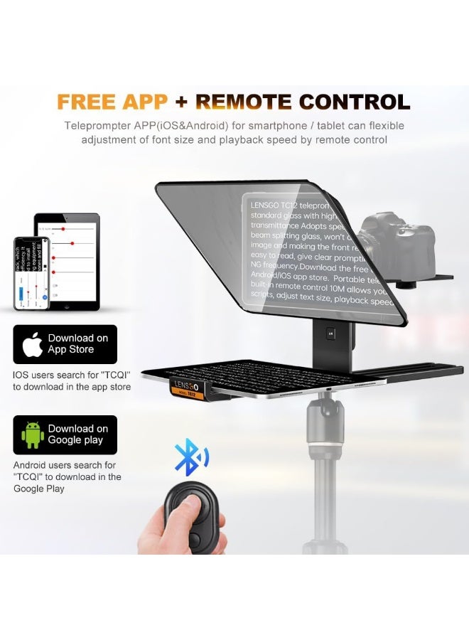 LENSGO 14.5'' Aluminum Teleprompter for iPad Tablet DSLR Cameras with Remote Control, App Compatible with iOS/Android,Professional Prompter for News/Broadcasting,Online Teaching,Live Streaming(TC12) - Image 4