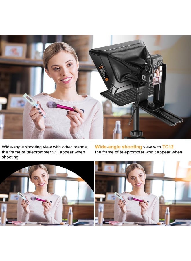LENSGO 14.5'' Aluminum Teleprompter for iPad Tablet DSLR Cameras with Remote Control, App Compatible with iOS/Android,Professional Prompter for News/Broadcasting,Online Teaching,Live Streaming(TC12) - Image 5