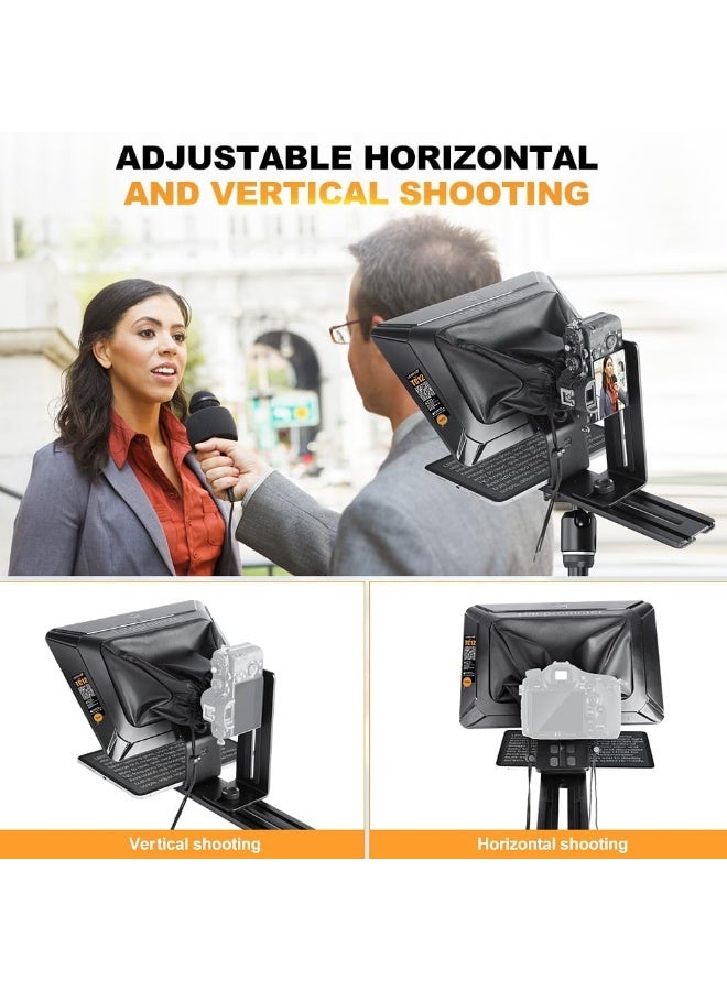 LENSGO 14.5'' Aluminum Teleprompter for iPad Tablet DSLR Cameras with Remote Control, App Compatible with iOS/Android,Professional Prompter for News/Broadcasting,Online Teaching,Live Streaming(TC12) - Image 3