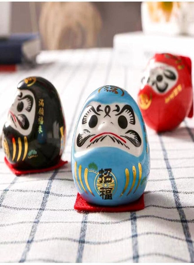 EatingBiting 5Pcs 2" Japanese Ceramics Ochoko Daruma Doll Figurines Decor for Home Car Gift Bodhidharma Ornaments Cartoon Home Adorn Ceramic Dharma Craft Desk Adornment Car Eldest Son Mini - Image 4