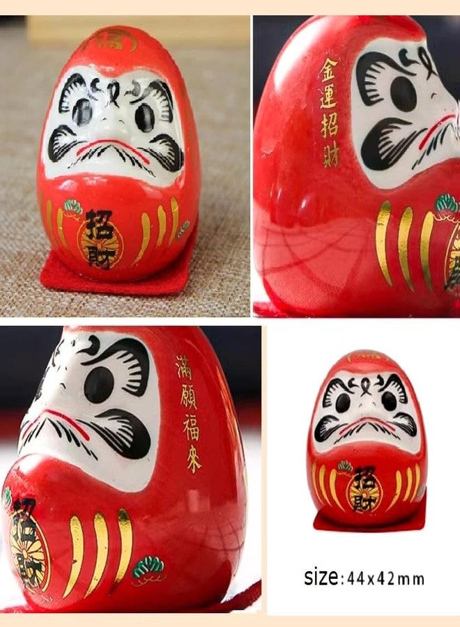 EatingBiting 5Pcs 2" Japanese Ceramics Ochoko Daruma Doll Figurines Decor for Home Car Gift Bodhidharma Ornaments Cartoon Home Adorn Ceramic Dharma Craft Desk Adornment Car Eldest Son Mini - Image 3