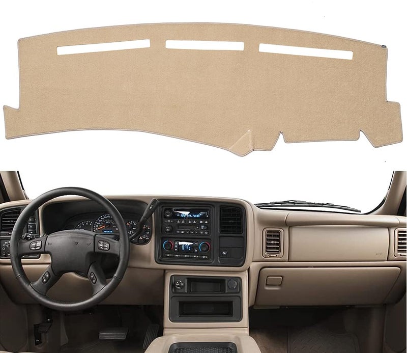 BLIBLIUNIT Dashboard Cover for Chevrolet Silverado 1500 2500 3500 19992006 Avalanche Chevy Tahoe Suburban GMC Sierra Yukon Dash Cover MatPremium Carpet Beige