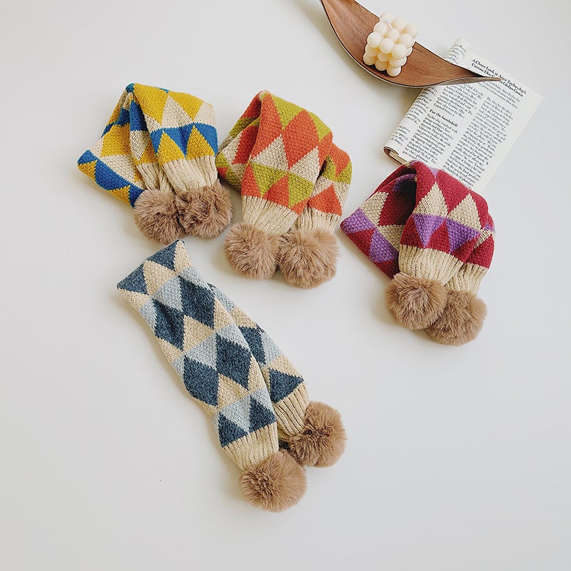 Children'S Warm Scarf Korean Style Boys Girls Baby Windproof Scarf Cute Fur Ball Wool Long Scarf Fashion - Image 5