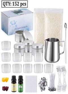 fashionhome 152 Pieces DIY Candle Making Kit Supplies, Candle Craft Tools Includes Candle Make Pouring Pot, Candle Wicks, Wicks Sticker, Candle Wicks Holder, Beeswax, Candles tins, 2 Color Dye and Spoon  - Image 1