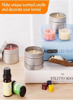 fashionhome 152 Pieces DIY Candle Making Kit Supplies, Candle Craft Tools Includes Candle Make Pouring Pot, Candle Wicks, Wicks Sticker, Candle Wicks Holder, Beeswax, Candles tins, 2 Color Dye and Spoon  - Image 5