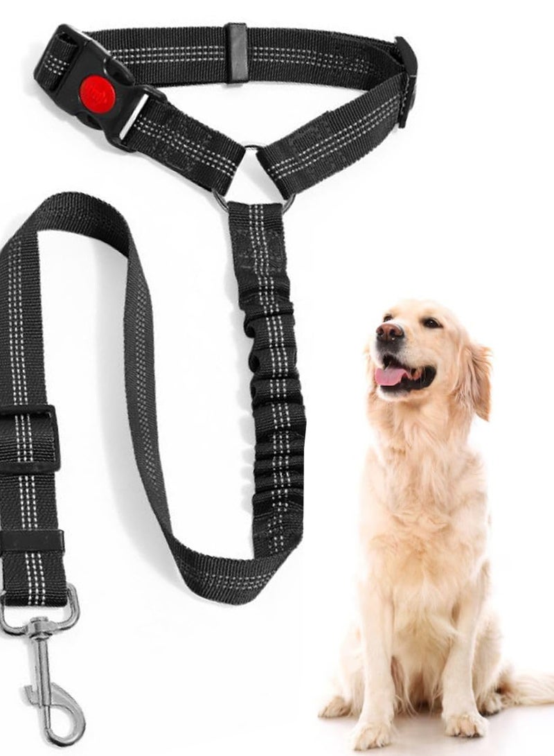 حزام مقعد السيارة للكلب، مجموعة أسلاك مسند الرأس القابل للضبط للكلب، مثبت الجرو المرن المضاد للصدمات (أسود) - Image 1