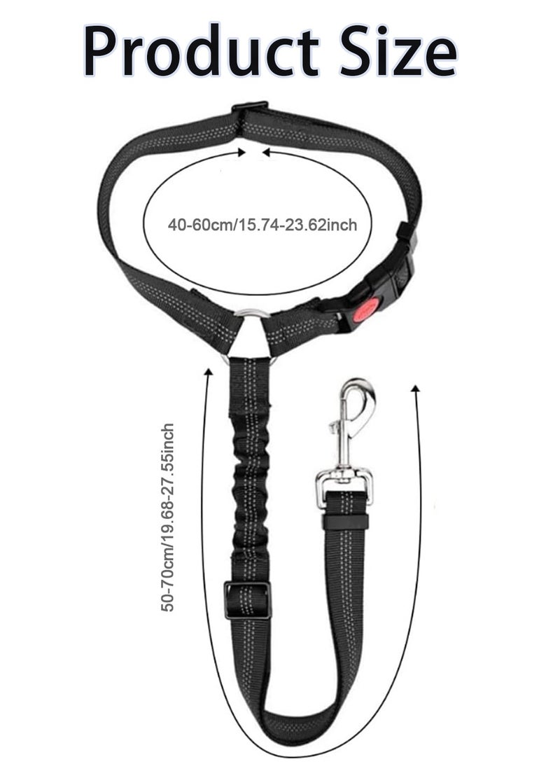 حزام مقعد السيارة للكلب، مجموعة أسلاك مسند الرأس القابل للضبط للكلب، مثبت الجرو المرن المضاد للصدمات (أسود) - Image 2