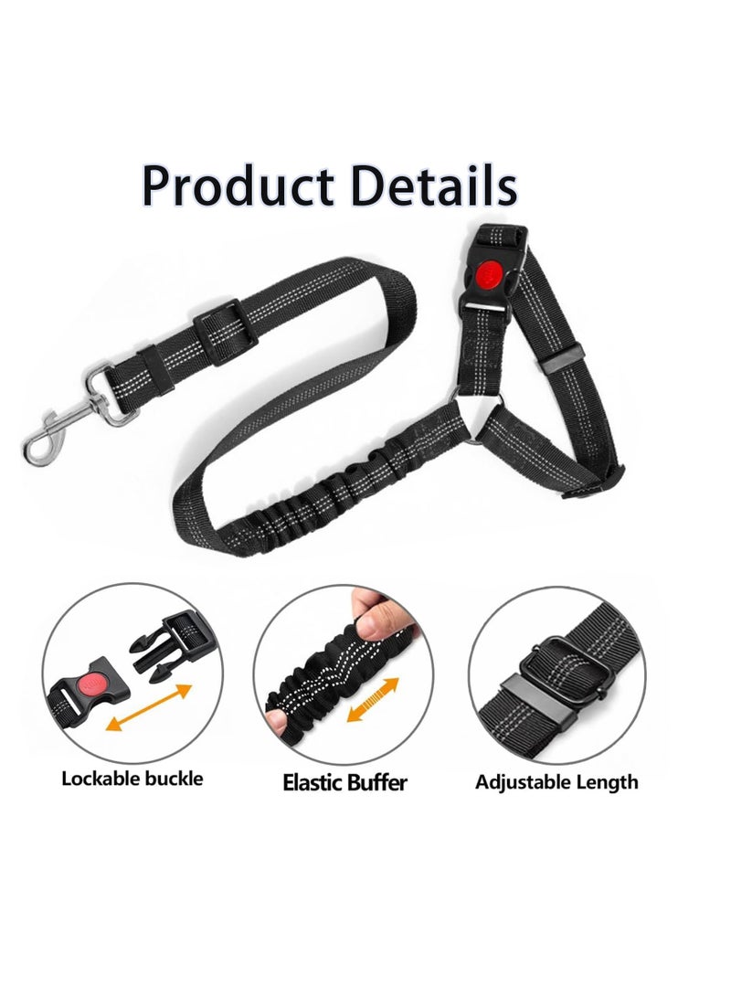حزام مقعد السيارة للكلب، مجموعة أسلاك مسند الرأس القابل للضبط للكلب، مثبت الجرو المرن المضاد للصدمات (أسود) - Image 3