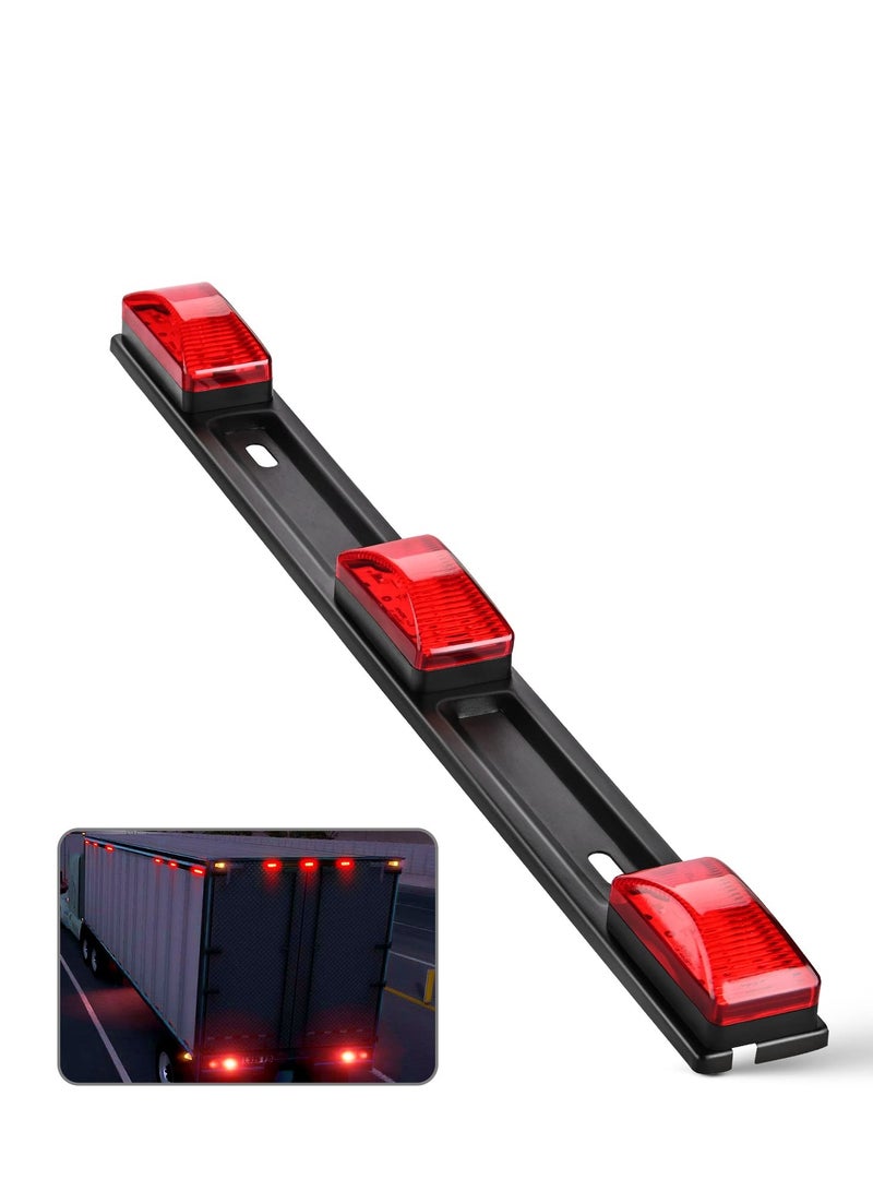 9 LED Red ID Bar Marker Light for Trucks Trailers Boats with Black Stainless Steel Bracket - Image 1