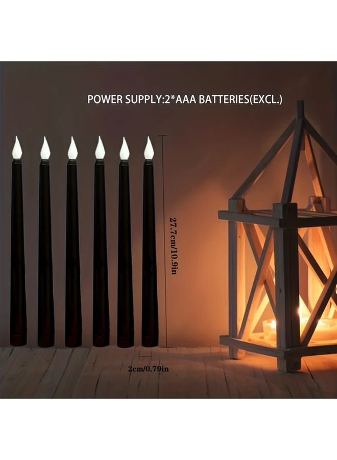 Black Flameless Taper Candles 6 Packs LED Flickering Candlesticks Adjustable Brightness - Image 3
