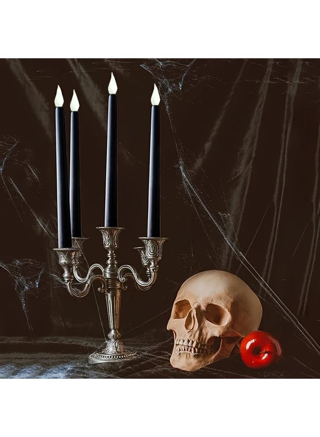 Black Flameless Taper Candles 6 Packs LED Flickering Candlesticks Adjustable Brightness - Image 2