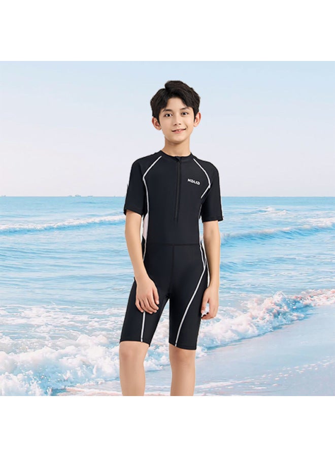 Loquat Children's Swimsuit Boys' One-piece Hot Spring Swimming Trunks Boys' Professional Swimming Training Swimsuit Middle And Big Children Custom-Color:735 Boys- - Image 1