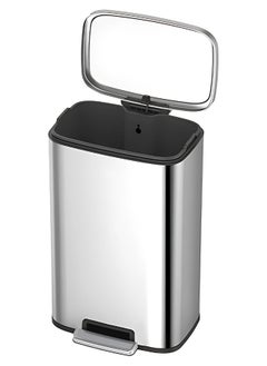 EKO OLI-CUBE SERIES | 45L Step Trash Bin | Brushed Stainless Steel, Soft-Closing, Fingerprint-Resistant | Versatile Waste Bin for Homes, Kitchens, and Communal Areas  - Image 4