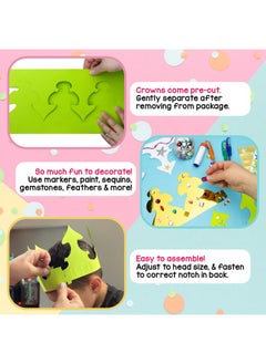 Hygloss Products Paper Crowns For Kids To Decorate, 24 Per Pack, Bright Color Crown For Birthdays Parties And Events Red, Yellow, Blue, Green  - Image 3