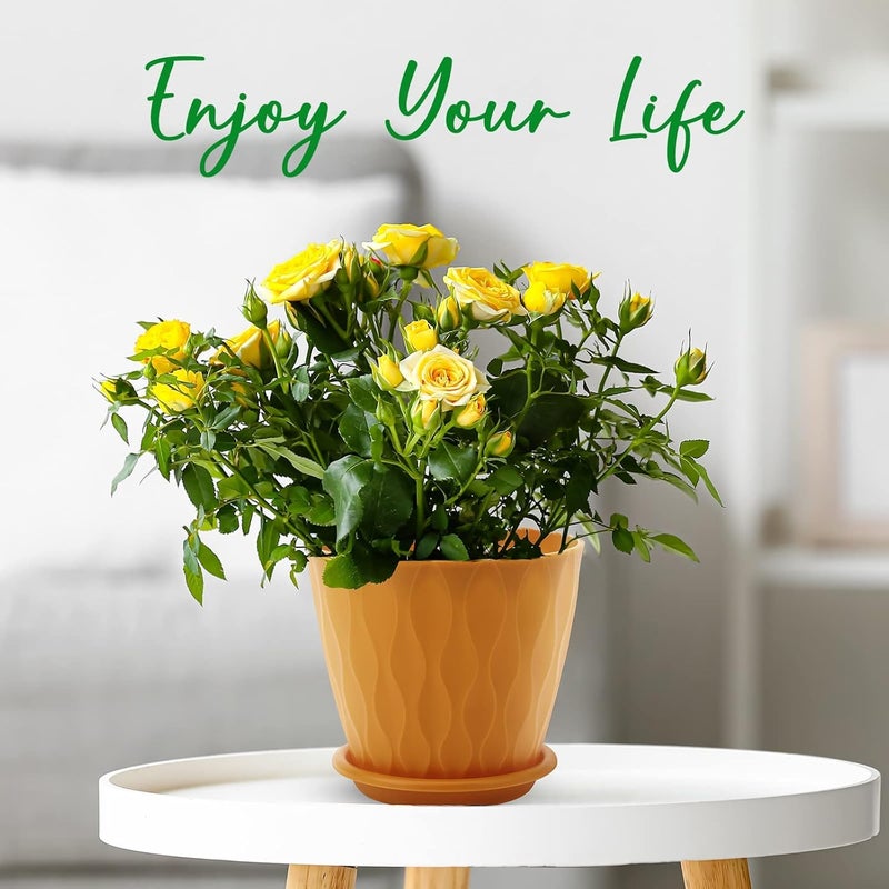 YNNICO 6 inch Plant Pots, 5 Pack Flower Pots Outdoor Indoor, Planters with Drainage Holes and Tray Saucersï¼ˆMulticolorï¼‰ - Image 4