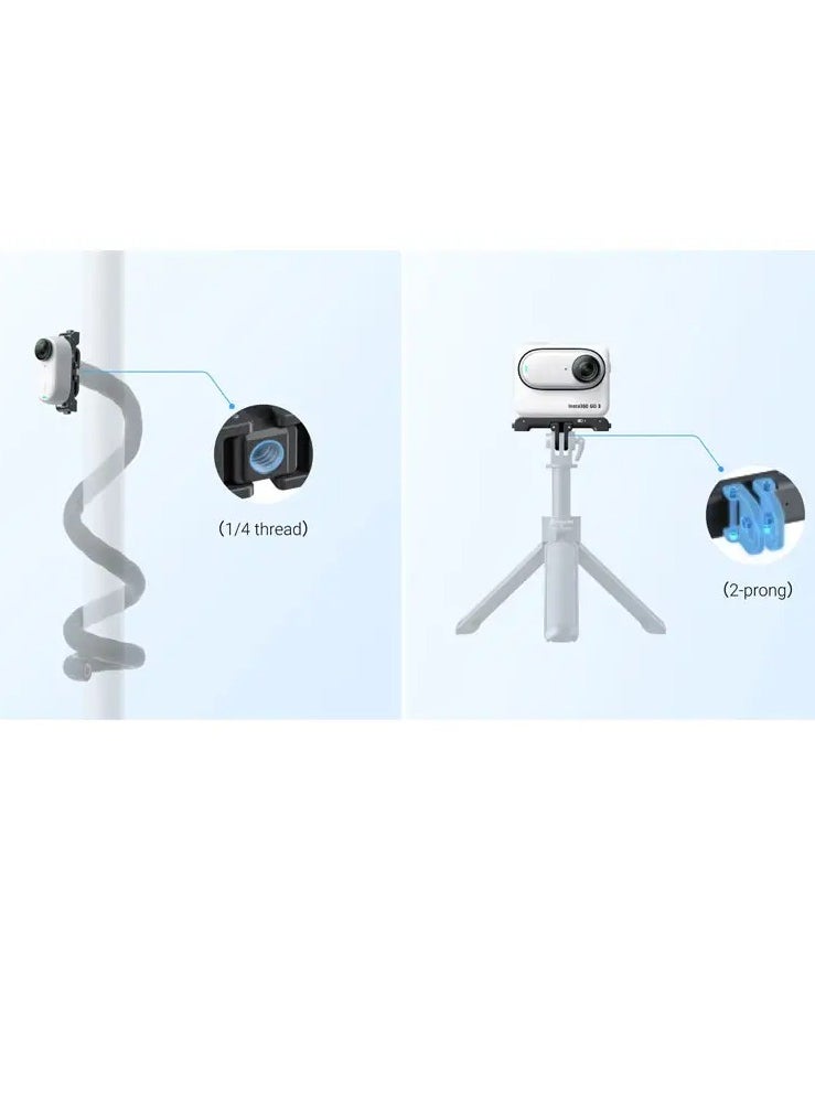 Insta360 - GO 3/GO 3S Quick Release Mount with Universal 2-prong Camera Mount - Image 1