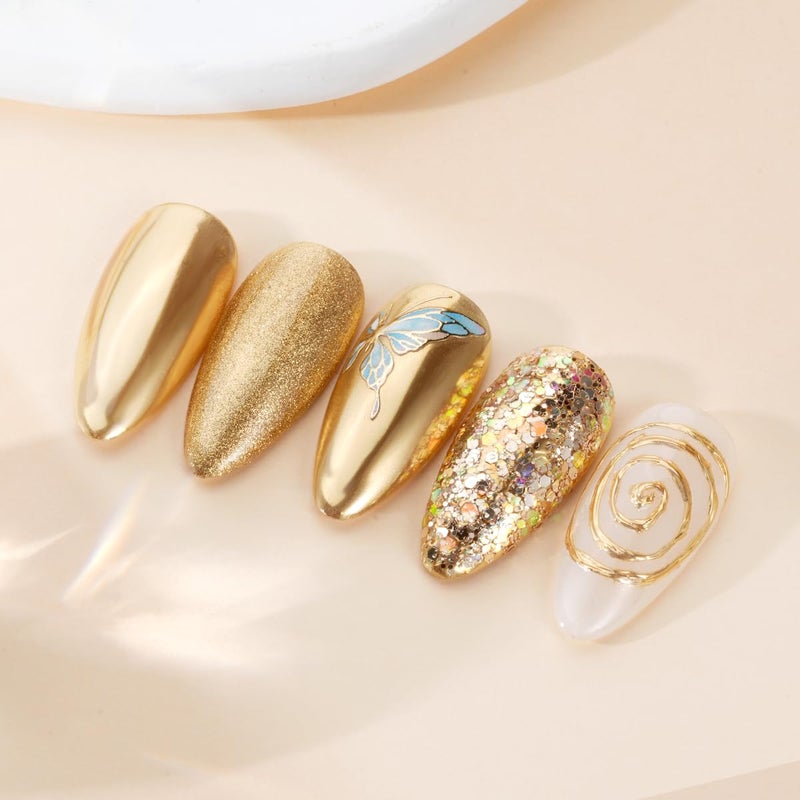 Pretty Diva Chrome Nail Powder - Champagne Gold Mirror Effect Nail Chrome Powders, Highlight Metallic Chrome Powder for Nail Art Pigment Chrome Powder for Nails (Champagne, 1g) - Image 3