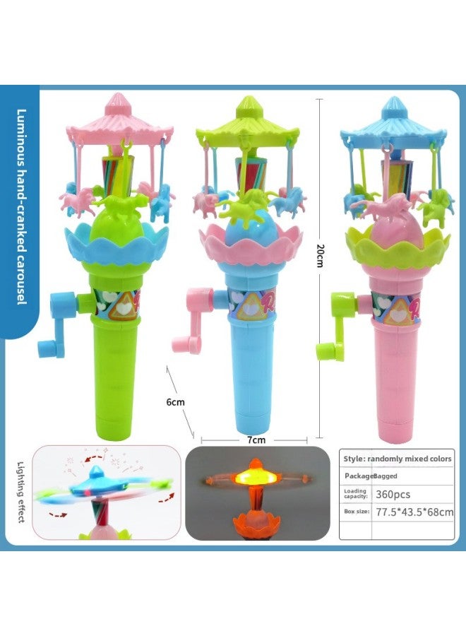 Children's Luminous Toys Hand-cranked Carousel Ferris Wheel Turn Music Kindergarten Prizes Small Gift Stall Wholesale-Color:Hand Carousel: Color Random - Image 1