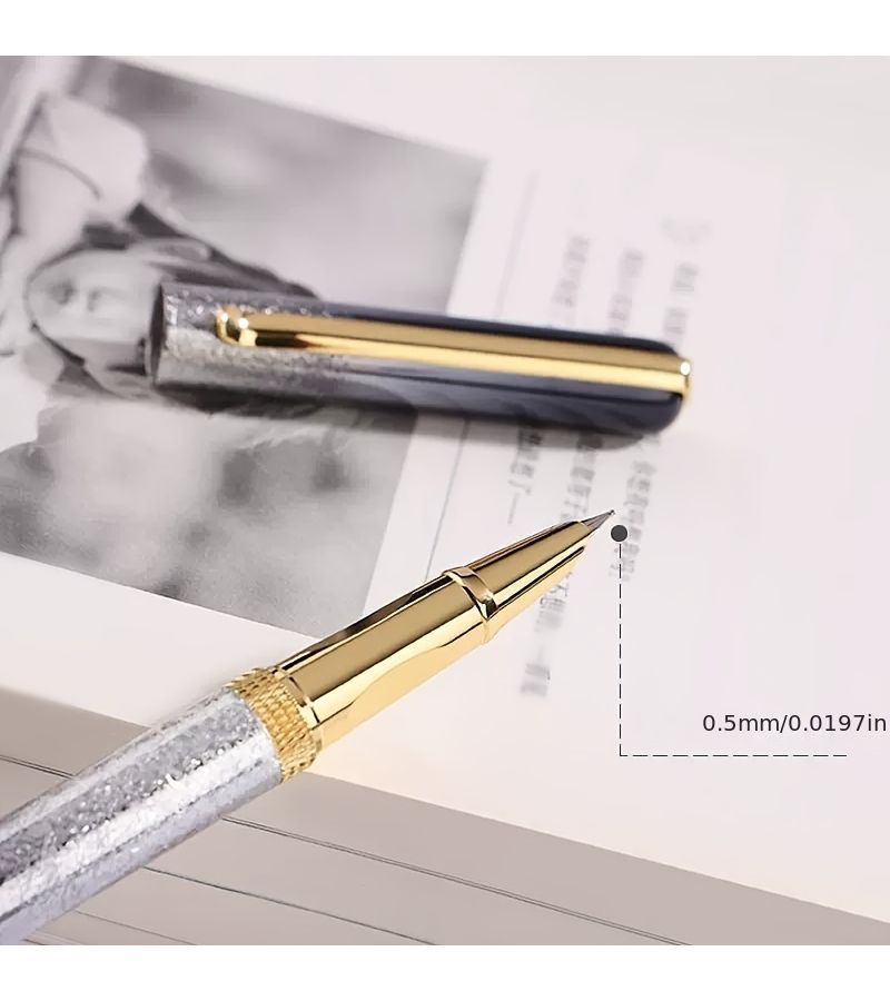 1 قطعة قلم معدني إبداعي متدرج بارد مع سن 0.38 ملم مزود بامتصاص حبر مدمج وحبر قابل للاستبدال مناسب للمدرسة والمكاتب والتوقيعات التجارية هدية مثالية - Image 4