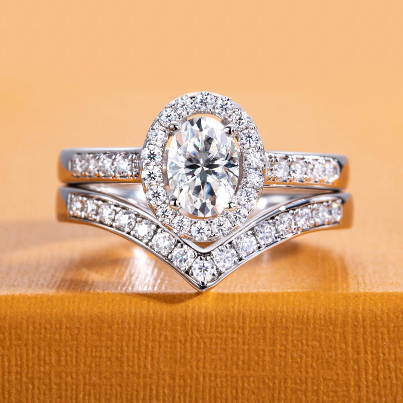 AimiIee Moissanite Wedding Rings Set Oval Cut Bridal Set 1.525CTTW D Color VVS1 Clarity 925 Sterling Silver Engagement Promise Rings for Women with Certificate Size 6.5 - Image 2