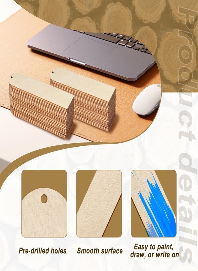 HAPY SHOP 50 PCS Wooden Bookmarks with 50 PCS Multi-Color Tassels,4.7x1.2 in Blank Bookmark DIY Bookmarks,Book Mark Craft for Christmas, Valentine’s Day, Birthdays - Image 3