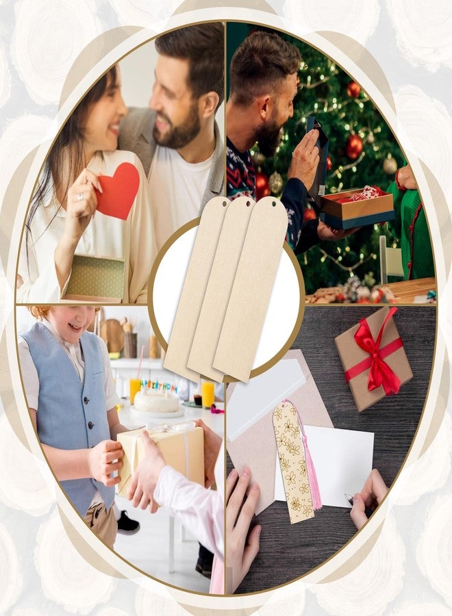 HAPY SHOP 50 PCS Wooden Bookmarks with 50 PCS Multi-Color Tassels,4.7x1.2 in Blank Bookmark DIY Bookmarks,Book Mark Craft for Christmas, Valentine’s Day, Birthdays - Image 5