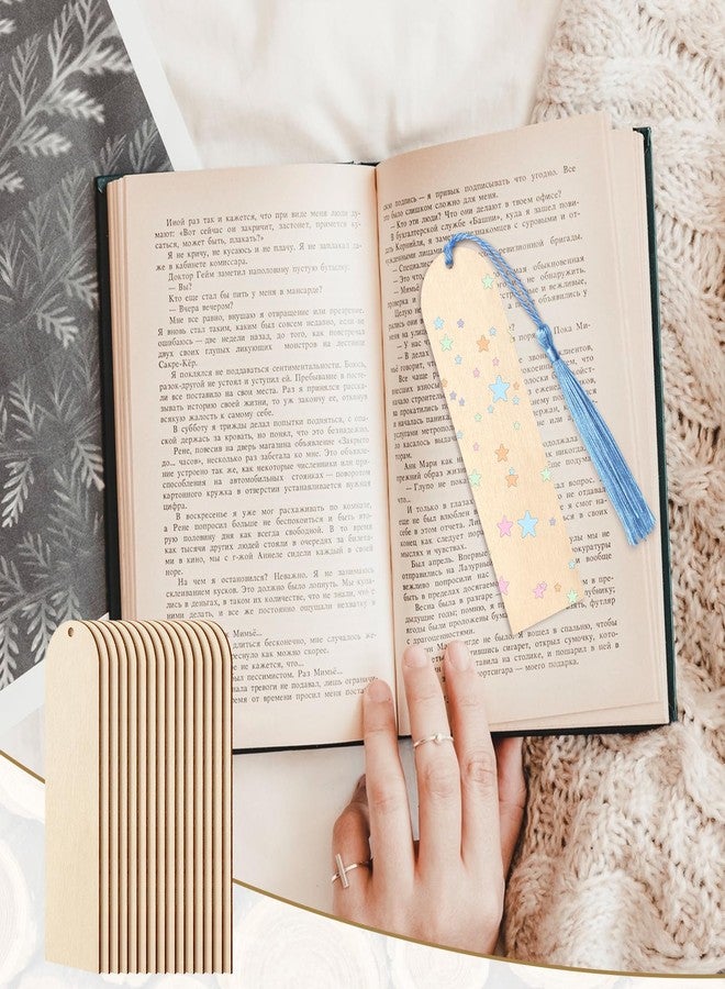 HAPY SHOP 50 PCS Wooden Bookmarks with 50 PCS Multi-Color Tassels,4.7x1.2 in Blank Bookmark DIY Bookmarks,Book Mark Craft for Christmas, Valentine’s Day, Birthdays - Image 4