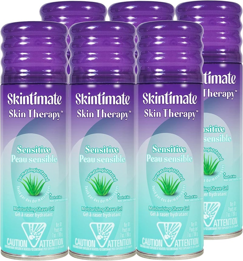 Skintimate Skin Therapy Moisturizing Shave Gel for Women - Sensitive Skin with Vitamin E, Aloe, and Olive Butter - 7 Ounce (Pack of 6) - Image 1