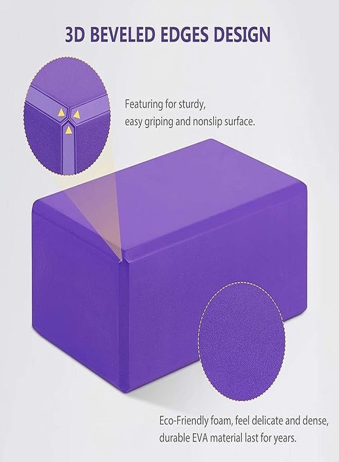 CLOUDTAB High Density Non-Slip EVA Foam Yoga Blocks for Home Gym Workout Fitness Exercise | Soft Non Toxic Anti-Skid Yoga Bricks for Strength ,Balance and Flexibility | Odour Resistant [Set of 2,Purple] - Image 3