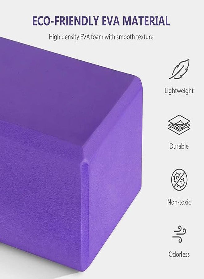 CLOUDTAB High Density Non-Slip EVA Foam Yoga Blocks for Home Gym Workout Fitness Exercise | Soft Non Toxic Anti-Skid Yoga Bricks for Strength ,Balance and Flexibility | Odour Resistant [Set of 2,Purple] - Image 2