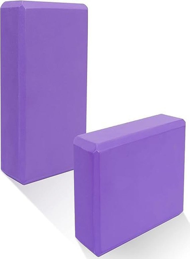 CLOUDTAB High Density Non-Slip EVA Foam Yoga Blocks for Home Gym Workout Fitness Exercise | Soft Non Toxic Anti-Skid Yoga Bricks for Strength ,Balance and Flexibility | Odour Resistant [Set of 2,Purple] - Image 1