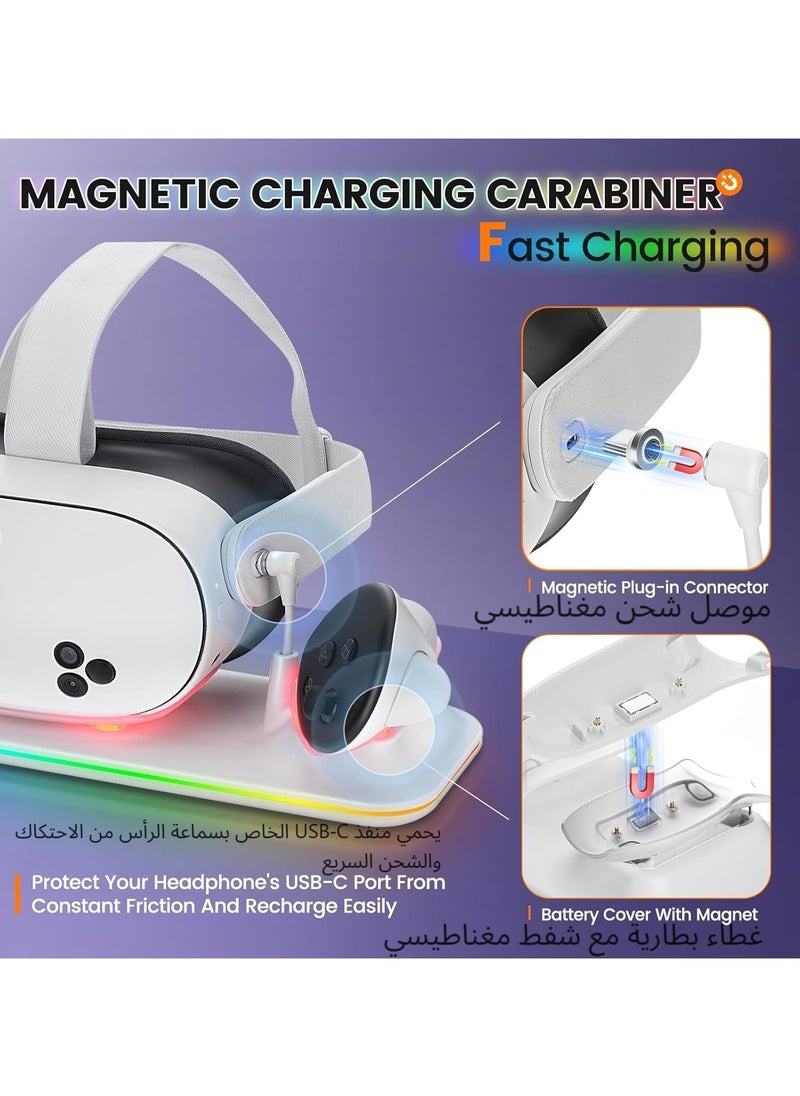 XICEN Charging Dock with RGB Light for Meta Quest 3s, Charging Stand for VR Headset & Controllers, Quest 3S Accessories with 2 Rechargeable Batteries  - Image 3