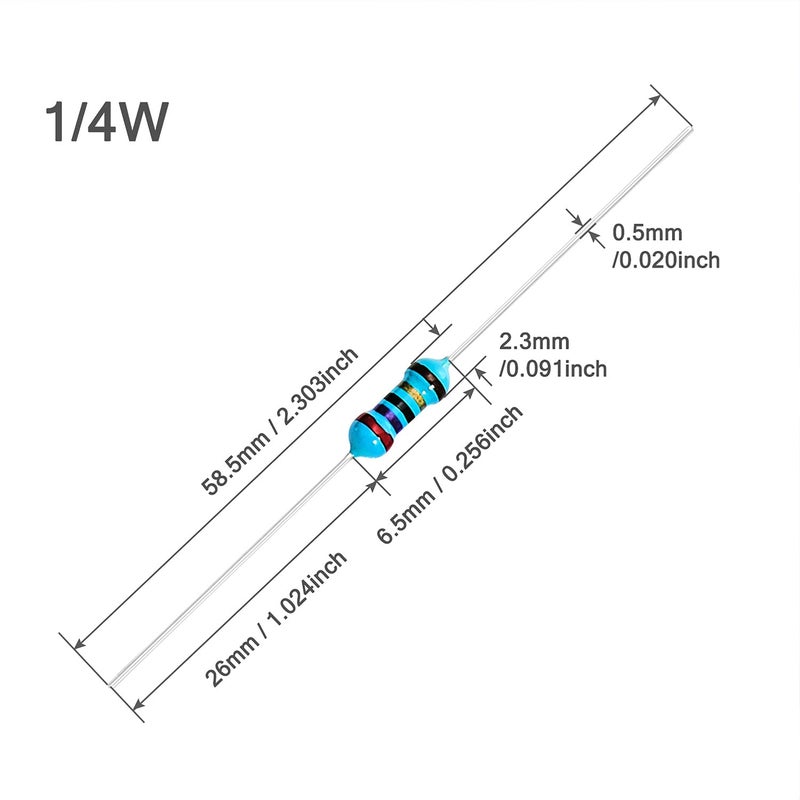 CHANZON 100pcs 47K Ω ohm Resistor 1/4W (0.25W) Metal Film Fixed Resistor 0.01 ±1% Tolerance 47KR MF Through Hole Resistors Current Limiting Rohs Certificated - Image 4
