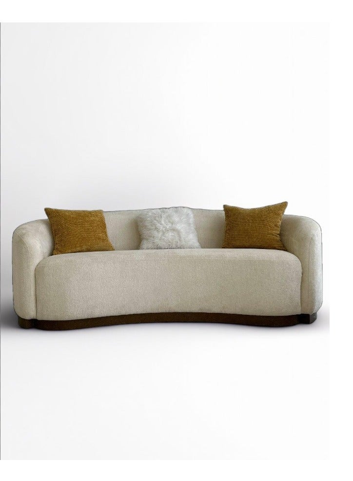 Modren Beige Sofa Brown frame - Image 1