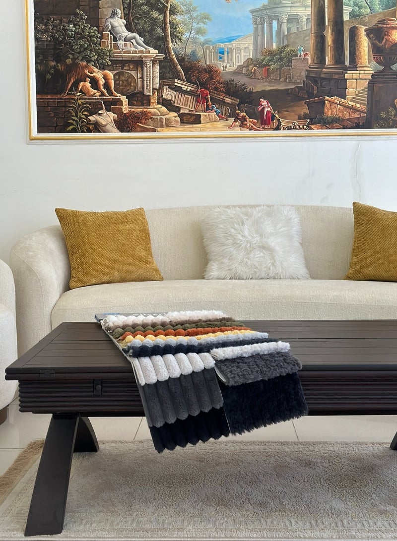 Modren Beige Sofa Brown frame - Image 2