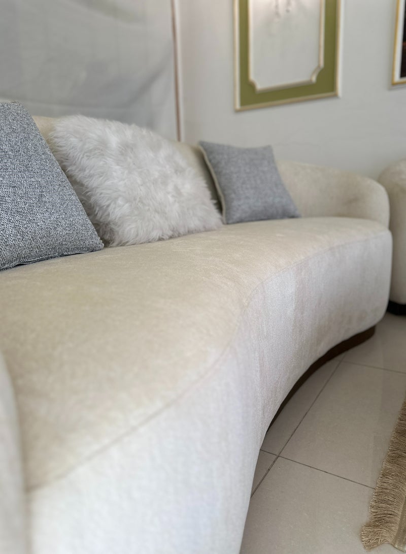 Modren Beige Sofa Brown frame - Image 4