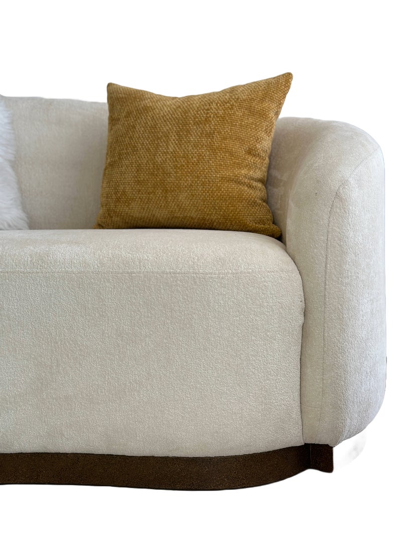 Modren Beige Sofa Brown frame - Image 3