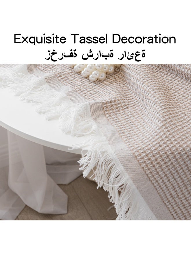 شبيلي مفرش طاولة مستطيل مقاس 130×130 سم، مفرش طاولة للطاولات المربعة والمستديرة، مفرش طاولة مقاوم للغبار وقابل للغسل، غطاء طاولة كلاسيكي لحفلات الزفاف والمنزل والمطبخ والمطعم - Image 4