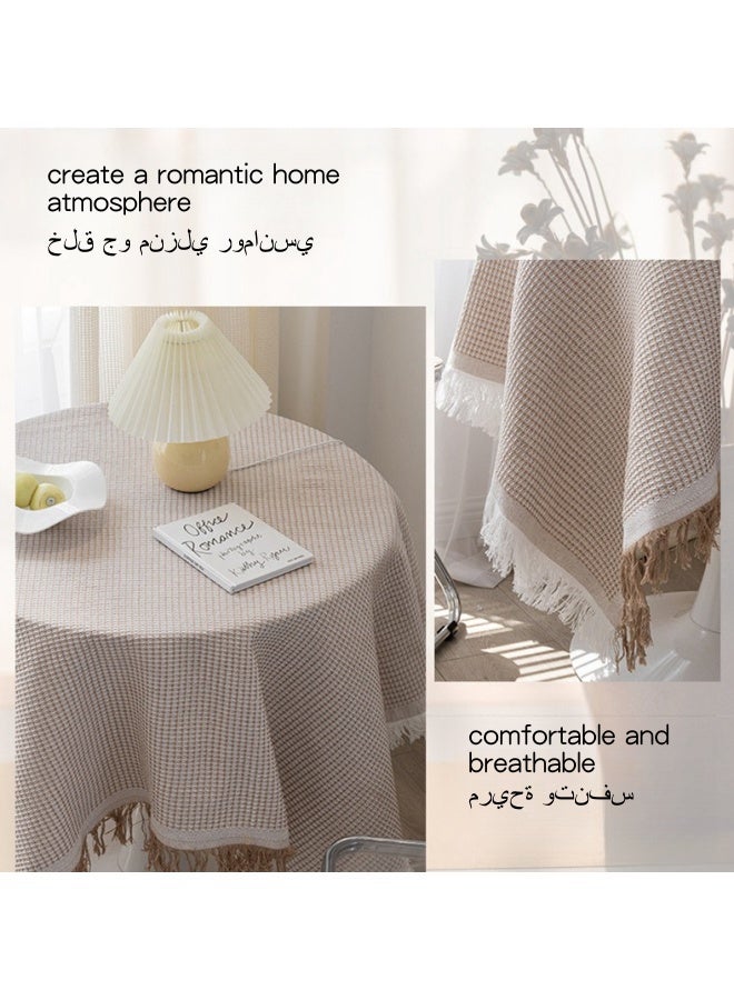 شبيلي مفرش طاولة مستطيل مقاس 130×130 سم، مفرش طاولة للطاولات المربعة والمستديرة، مفرش طاولة مقاوم للغبار وقابل للغسل، غطاء طاولة كلاسيكي لحفلات الزفاف والمنزل والمطبخ والمطعم - Image 5