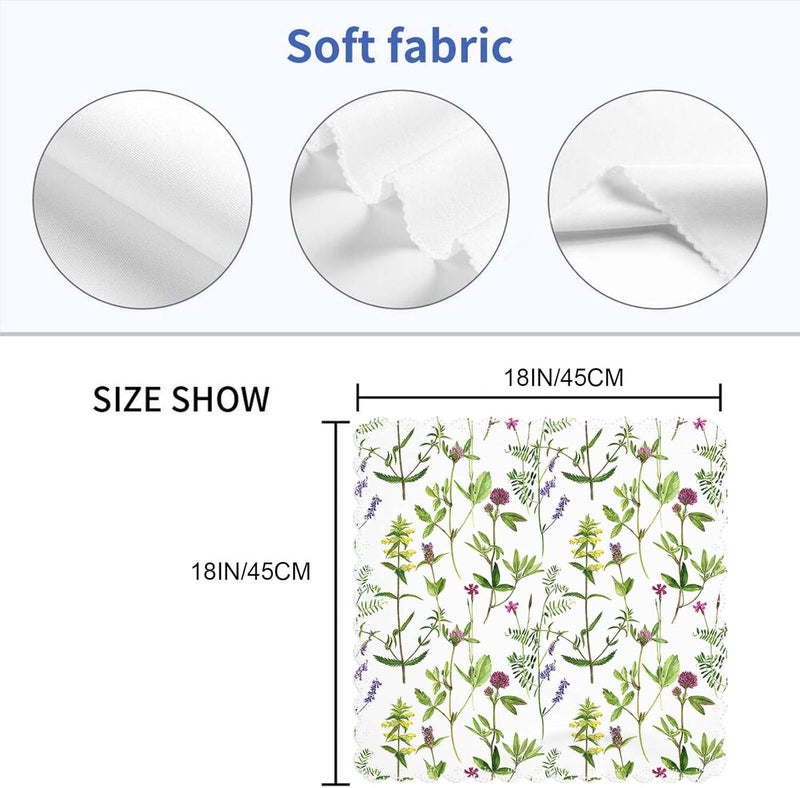 Yibeas Field Flowers Cloth Table Napkins Set of 4 Nature Green Leaves Botanical Plant Purple Flower Table Decoration Dinner Napkins for Kitchen 18 x 18 inch - Image 2