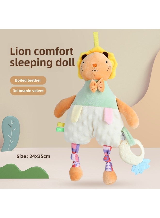 Baby Animal 3D Figurine Plush Doll With Silicone Teeth Glue Bell Paper Towel Baby Square Towel-Color:Lion Soothing Sleeping Doll (bag With Feet) Volume Weight 280g  - Image 1
