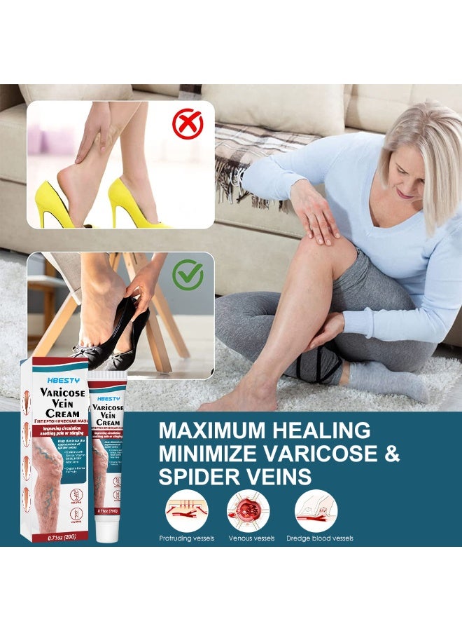 HBESTY Varicose Veins Soothing Cream, Reduces Varicose Veins, Relieves Swelling and Pain Care Cream 20g  - Image 4