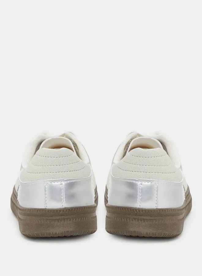 Styli Styli Metallic Panelled Lace Up Sneakers