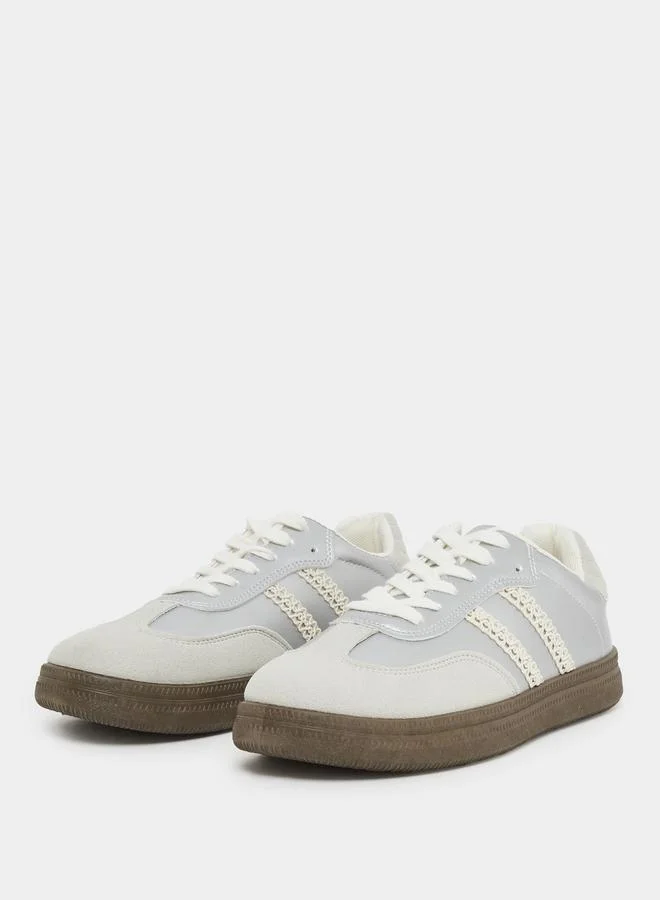 Styli Styli Metallic Panelled Lace Up Sneakers