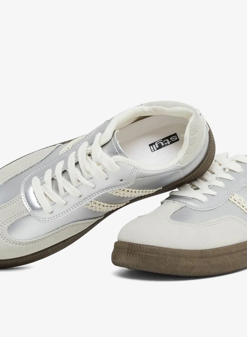 Styli Active Metallic Panelled Lace Up Sneakers