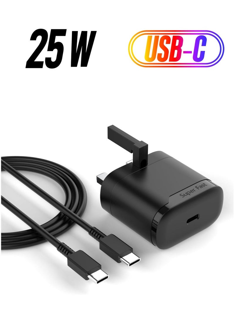 ELTRAZONE Fast Charger for Samsung Galaxy S24 S23 Ultra S23+ S23 S22 Ultra S22+ S22 S21 Ultra S21+ S21 A54 A53 A52 A32 25W USB C Plug with 1.5M Type C Cable Adaptive Fast Charging, Folding Plug - Image 1