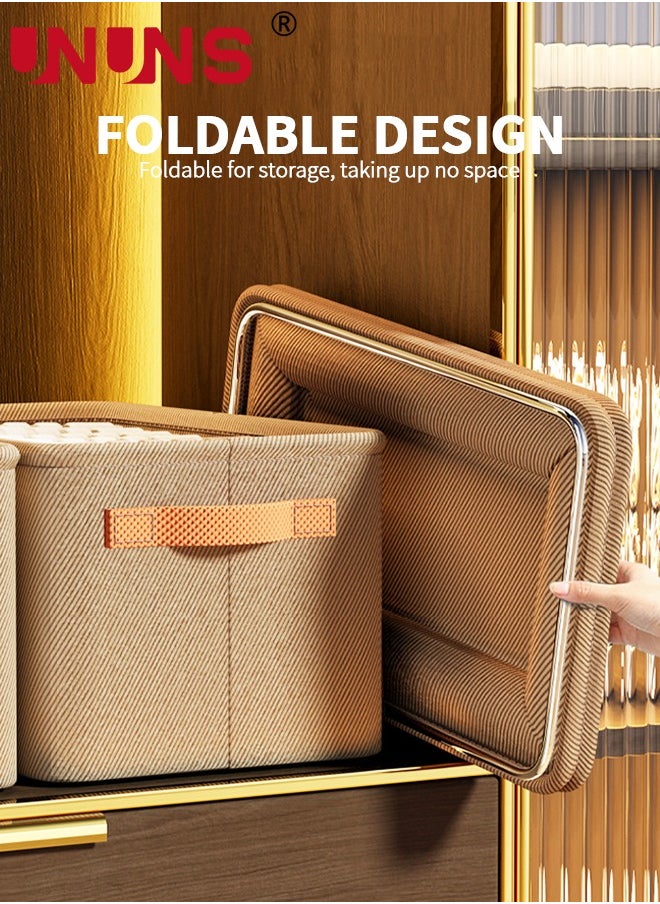 UNUNS Foldable Storage Bins,Pack Of 4 Clothes Drawer Organizer Bins With Handles,Closet Organizers For Clothes Storage,Office Storage,Room Organization,48x28x25cm  - Image 5