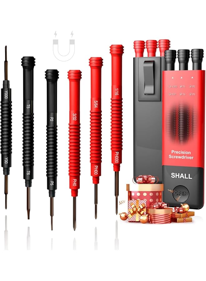 promass 6-Piece Precision Screwdriver Set, 12 Sizes Magnetic Small Screwdrivers Included, Double-end S2 Mini Phillips/Slotted/Torx/Pentalobe/Triwing, Repair Tool Kit for Laptop, Watch, Electronics - Image 1